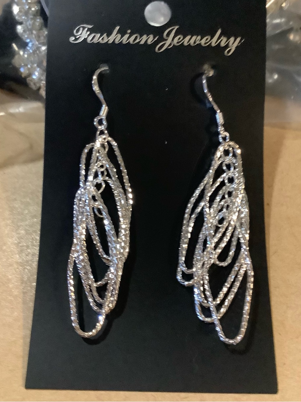 Silver-Tone Sparkling Multi-Loop Dangle Earrings by SLG Fashion Jewelry